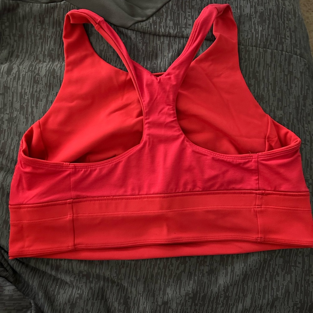 Lululemon Red Racerback Sports Bra with Ruched Front